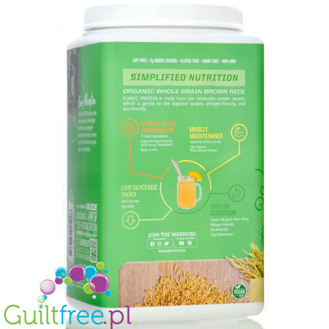 Sunwarrior Protein Classic Vanilla 0,75KG - organiczna wegańska odżywka białkowa ze stewią