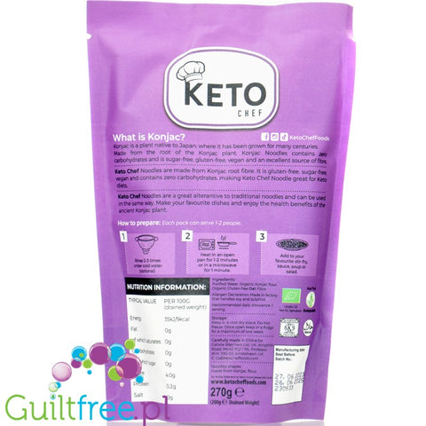 Keto Chef Organic Konjac  Noodles - odour fee, gluten free shirataki pasta 9kcal