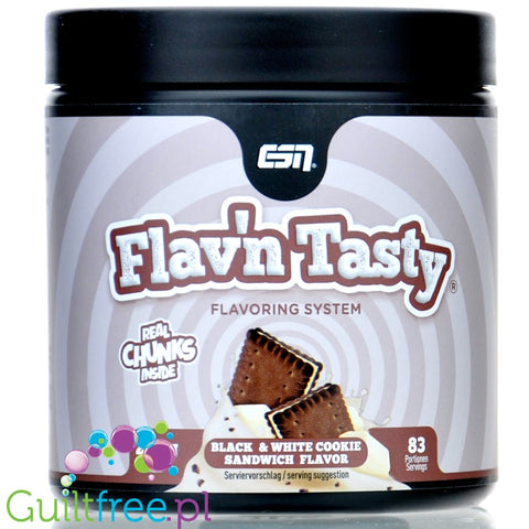 ESN Flav'N'Tasty Black & White Cookie Sandwich 250g - niskokaloryczny aromat w proszku Ciasteczka z Kremem