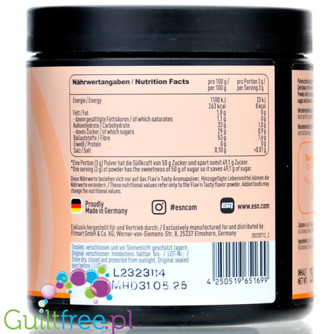 ESN Flav'N'Tasty Vanilla Caramel 250g - słodzony aromat w proszku, Wanilia & Karmel z kawałkami karmelu