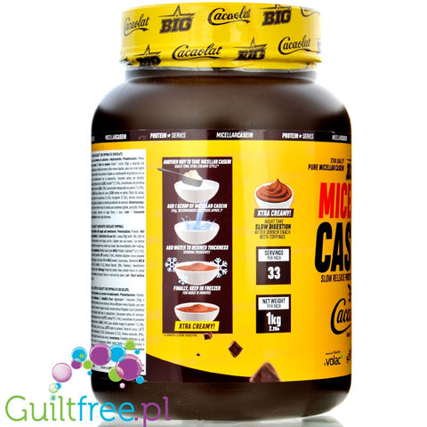 BIG® Micellar Casein, Cacaolat® 1kg - kazeina z ZMA, smak Mleko Czekoladowe jak Nesquik