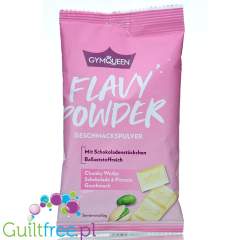 GymQueen Flavy Powder White Chocolate Pistachio - skoncentrowany aromat słodzący w proszku, Biała czekolada z pistacją