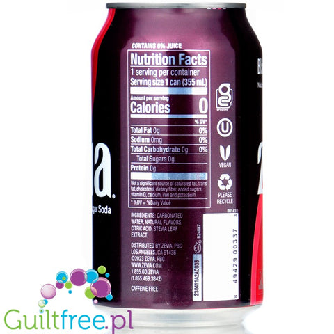 Zevia Black Cherry - napój gazowany 0kcal ze stewią