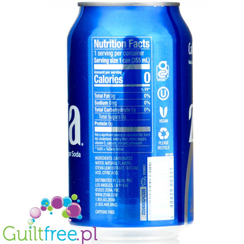 Zevia Cola Cafeine Free - 100% naturalna cola bezkofeinowa bez kalorii ze stewią