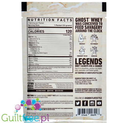 Ghost 100% Whey Peanut Butter Cereal Milk KRÓTKA DATA - odżywka białkowa z WPI, WPH i kompleksem enzymów