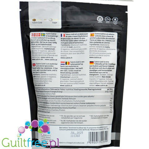 Sukrin Gold 250g - naturalny słodzik jak brązowy cukier Erytrol & Stewia 7kcal