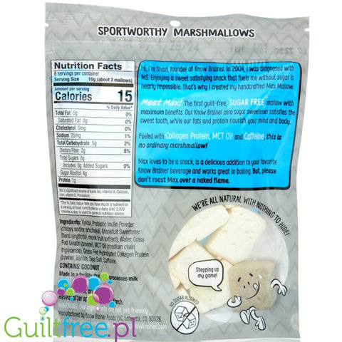 Know Brainer Max Mallow Lightning Vanilla, sugar free ketogenic marshmallow