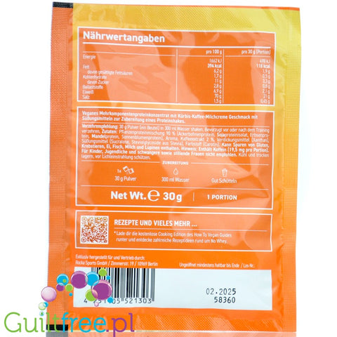 Rocka Nutrition NO WHEY Pumpkin Spice Latte 30g sachet