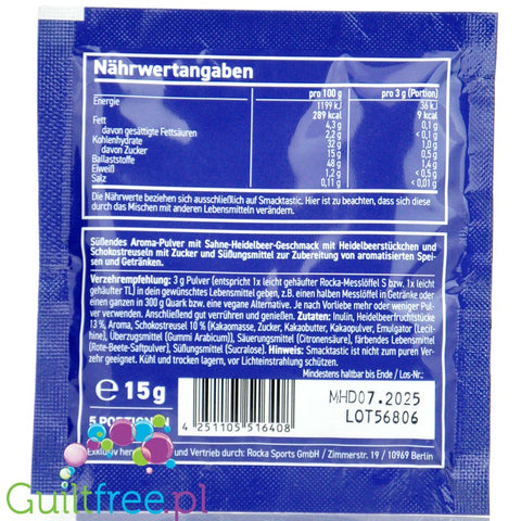 Rocka Nutrition Smacktastic Choco Blueberry Yogurt 15g - wegański słodzący aromat  a la Jagodowe Yogurette