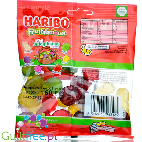 Haribo Fruitilicious - żelki owocowe, 30% mniej cukru, bez maltitolu