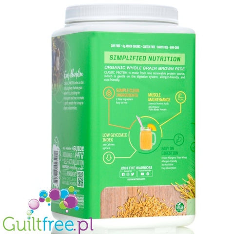 Sunwarrior Protein Classic Unflavored 0,75 KG - organiczna wegańska odżywka białkowa bez cukru i słodzików