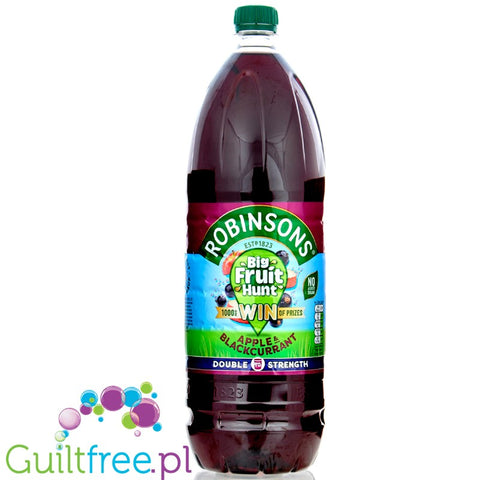 Robinsons Apple & Blackcurrant Squash Double Strength 1,75L - skoncentrowany syrop do rozcieńczania bez cukru i kalorii