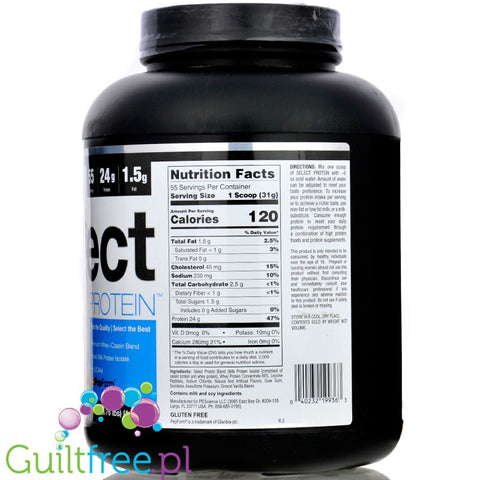 PEScience Select Protein Gourmet Vanilla 1.71kg - odżywka białkowa 24g białka w 120kcal, kazeina & izolat, Wanilia
