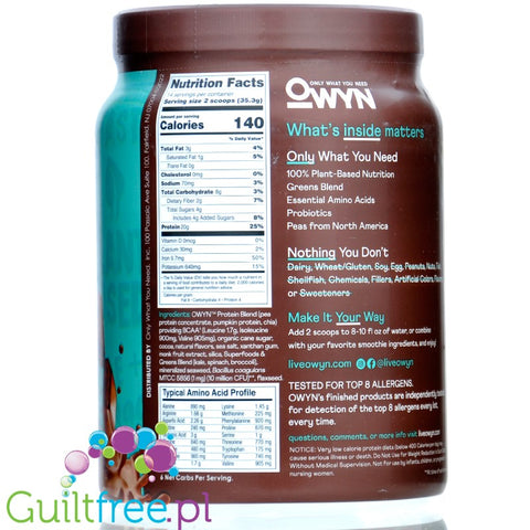 OWYN Plant Based Protein Dark Chocolate 494g