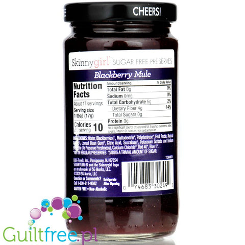 SkinnyGirl Blackberry Mule Jam - niskokaloryczny jeżynowy dżem bez cukru z nuta limonki i imbiru, 58kcal