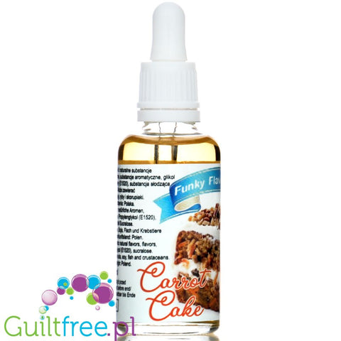 Funky Flavors Sweet Carrot Cake - słodkie kropelki smakowe bez cukru, tłuszczu i kcal, Ciasto Marchewkowe