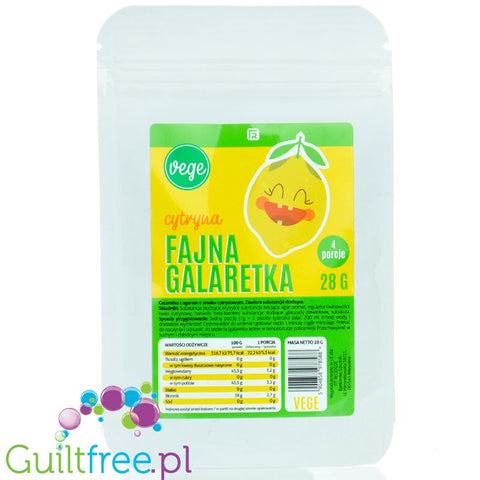 FitRec Fajna Galaretka Vege Lemon 28g, vegan sugar-free jelly, 5kcal per serving