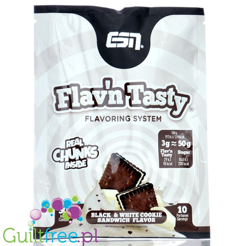 ESN Flav'N'Tasty Black & White Cookie Sandwich 30g - niskokaloryczny aromat w proszku Ciasteczka z Kremem