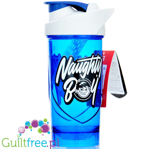 Naughty Boy Shaker Blue 700ml - protein shaker with a spherical bottom, no sediments shape