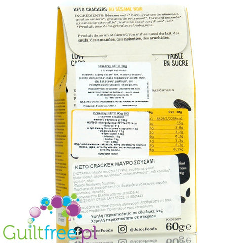 Joice Keto Crackers Black Sesame 60g - keto organic flax crackers