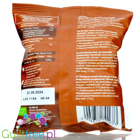 Biopont Bio Power Dragon Flips Salted Caramel - organic vegan corn flips with salted caramel flavor
