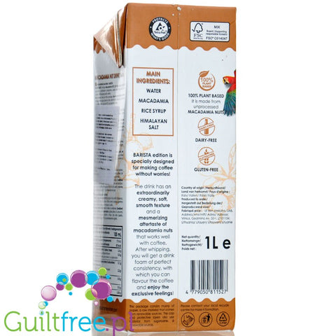 Macadamia Nut Farm Milk Barista 1L - vegetable macadamia milk, without sugar, soy and carrageenan