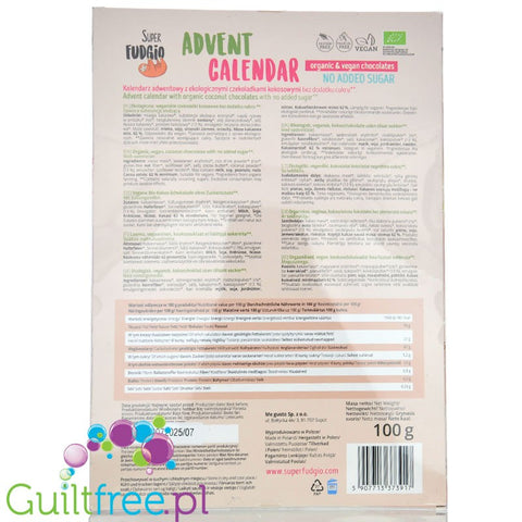 Super Fudgio Advent Calendar - vegan calendar with erythritol, no added sugar, with milk- and lactose-free chocolates