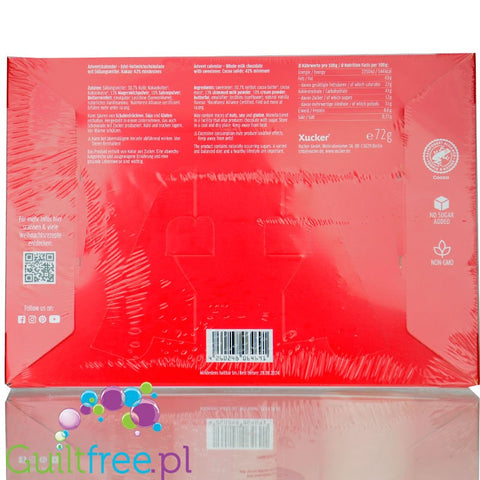 Xucker Advent calendar, sugar free milk chocolate with xylitol, 42% cocoa