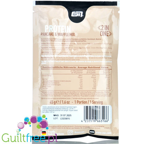 ESN Protein Pancakes & Waffle Mix Natural -  naleśniki proteinowe bez cukru, Bezsmakowe