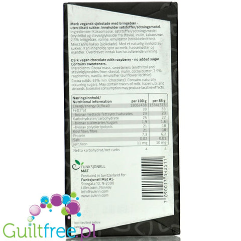 Sukrin Dark Chocolate 72% - vegan dark chocolate without sugar, sweetened only with erythritol