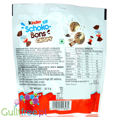 Kinder Schoko Bons Crispy (CHEAT MEAL) INDIE - chrupiące jajeczka mleczno-czekoladowe w posypce