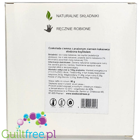 Santini dark chocolate with cocoa beans