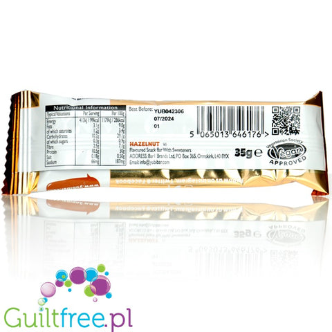 YuBi Bar Protein Bar Hazelnut 99kcal - wegański baton proteinowy bez cukru 10g białka