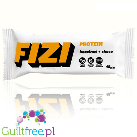 FIZI Protein Hazelnut  & Choco - wegański baton proteinowy w polewie czekoladowej bez dodatku cukru