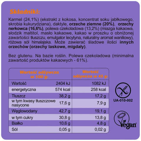 FIZI Guilty Pleasure Peanut & Caramel - wegański baton proteinowy w polewie czekoladowej bez dodatku cukru