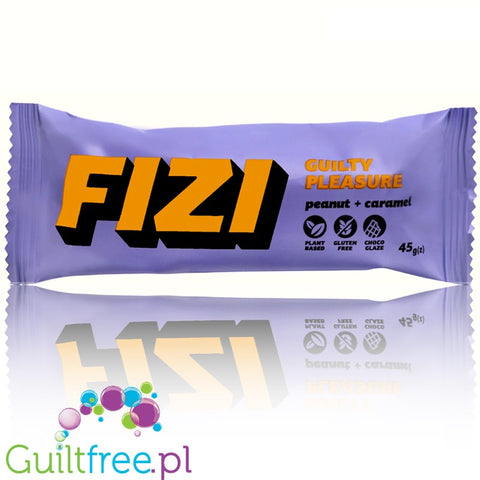 FIZI Guilty Pleasure Peanut & Caramel - wegański baton proteinowy w polewie czekoladowej bez dodatku cukru