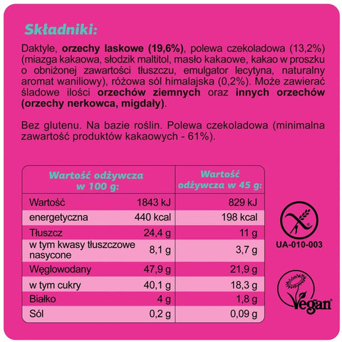 FIZI Guilty Pleasure Hazelnut & Himalayan Salt - wegański baton proteinowy w polewie czekoladowej bez dodatku cukru