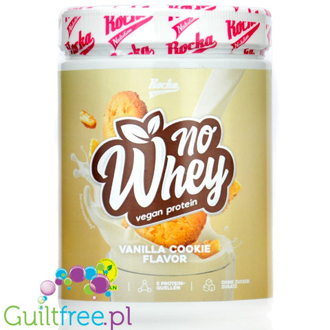 Rocka Nutrition NO WHEY Vanilla Cookie 300g - wegańska odżywka białkowa 5 źródeł białka bez soi