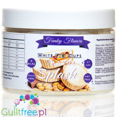 Funky Flavors Splash White PB Cup 200g  low calorie sugar free, high fiber powdered food flavoring