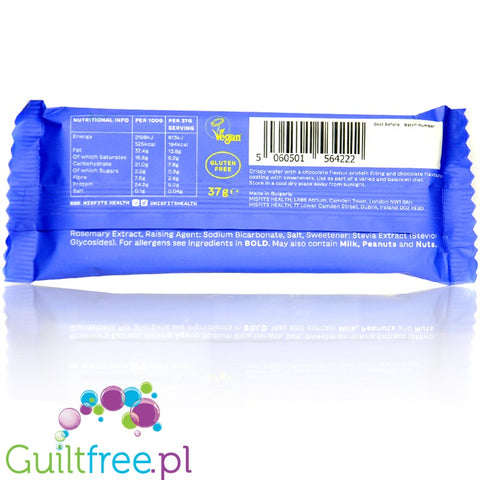 MisFits Vegan Protein Wafer Smooth Chocolate - wegański wafelek proteinowy w czekoladzie o smaku czekoladowym