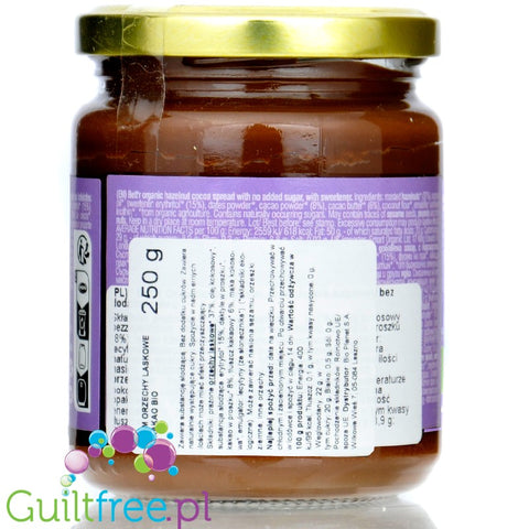 Bett'r Hazelnut Cocoa Spread - sugar-free chocolate-hazelnut cream with erythritol