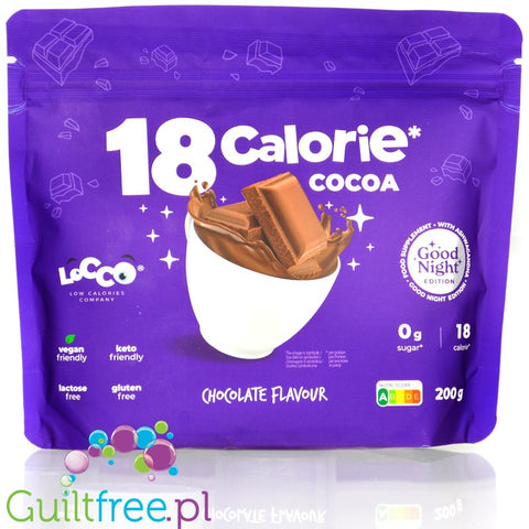 Locco Cocoa Chocolate Good Night 18kcal - wegański napój kakaowy bez cukru o smaku czekoladowym z ekstraktem ashwagandy