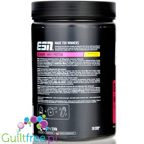ESN Designer Whey Salted Caramel 0,9KG - WPI, WPH i WPC, odżywka o smaku Solonego Karmelu
