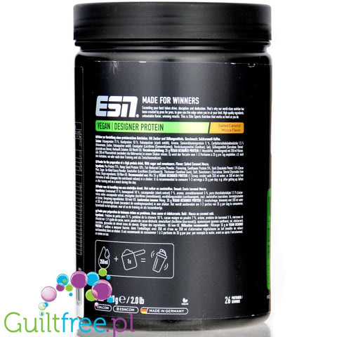 ESN Vegan Designer Protein Salted Caramel Mocha 0,9kg - wegańska odżywka o smaku Kawy, Czekolady & Solonego Karmelu