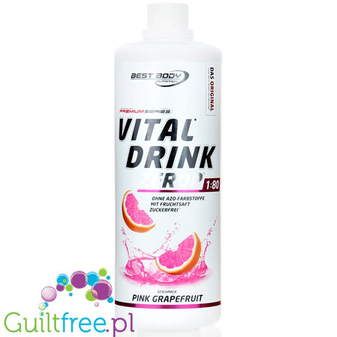 Best Body Nutrition Vital Drink Pink Grapefruit 1L- koncentrat do napojów bez cukru z witaminami, smak Różowy Grejfrut