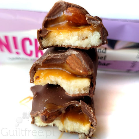 N!ck's Nicks Almond Caramel Bar 201 kcal - baton proteinowy w czekoladzie mlecznej z Migdałami