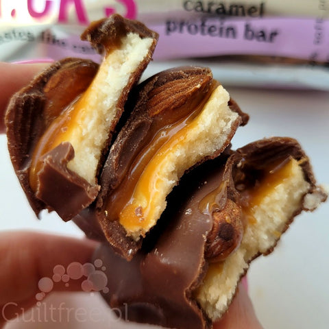N!ck's Nicks Almond Caramel Bar 201 kcal - baton proteinowy w czekoladzie mlecznej z Migdałami