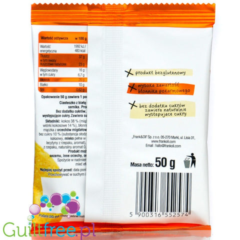 Frank & Oli Vital KETO Sernik z Biała Czekoladą - miękkie ciastko bez dodatku cukru z białą czekoladą