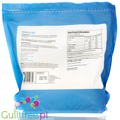 TBJP Cream of Rice, Vanilla 2kg - kleik ryżowy bez cukru, regeneracyjny posiłek treningowy, Wanilia