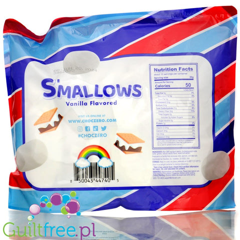 Choc Zero S'Mallows Vanilla XXL - keto waniliowe pianki marshmallow bez cukru i maltitolu, GIGA paka 300g
